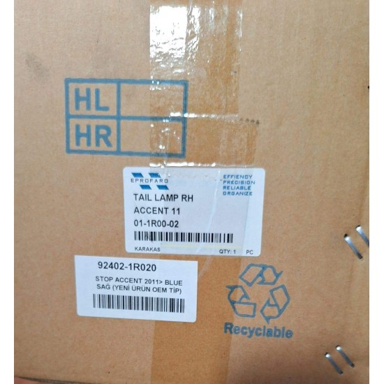 HYUNDAİ ACCENT BLUE ARKA STOP LAMBASI 92402-1R020